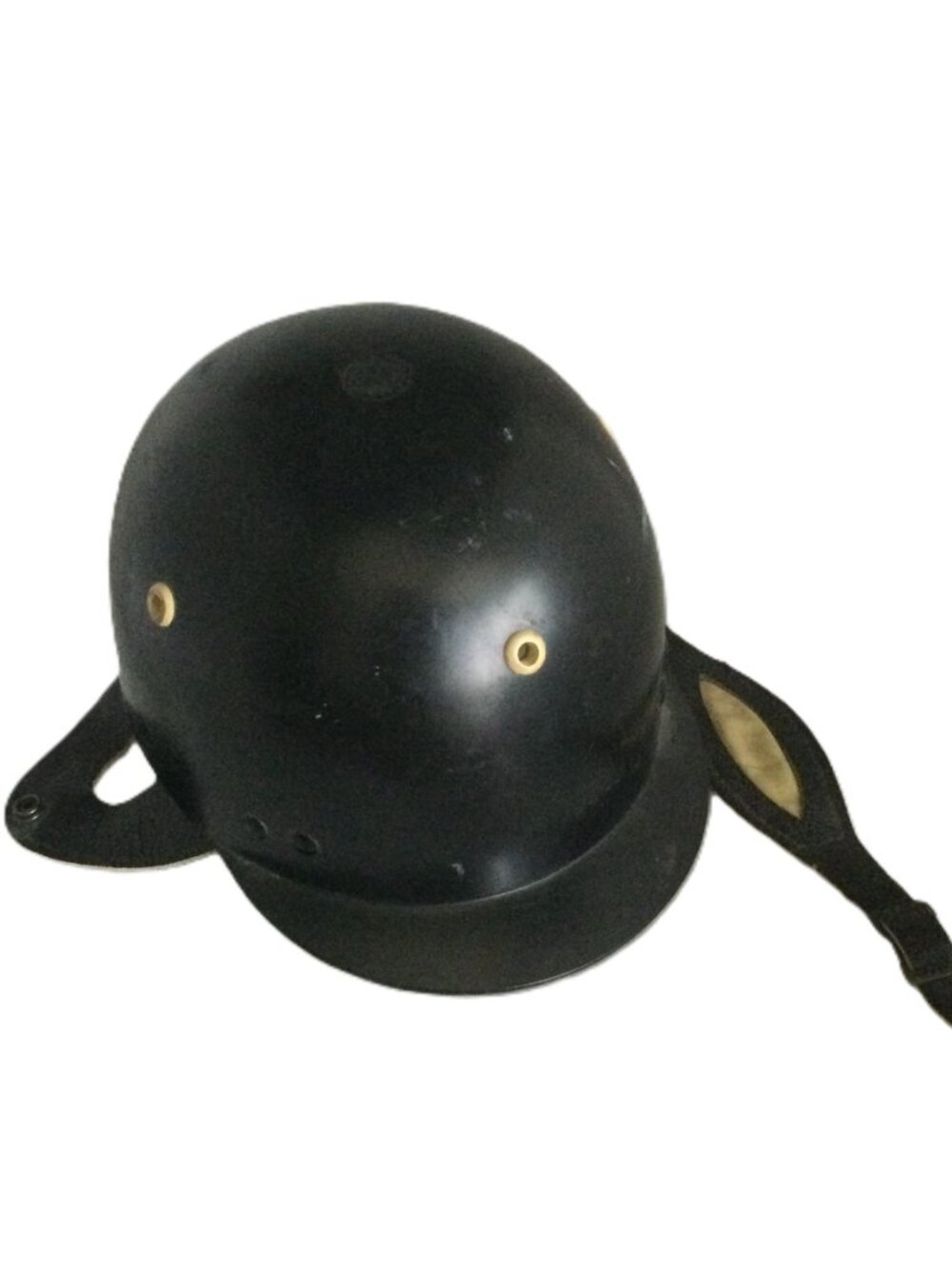 Vintage 1970's Equestrian Classic Jumping Hard Helmet leather strap vents
